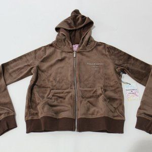 Juicy Couture x Forever 21 Women's Velour Full Zip Hoodie SV3 Brown Medium NWT